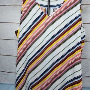 Apt. 9 Multi-Color Diagonal Stripe V-Neck Top.